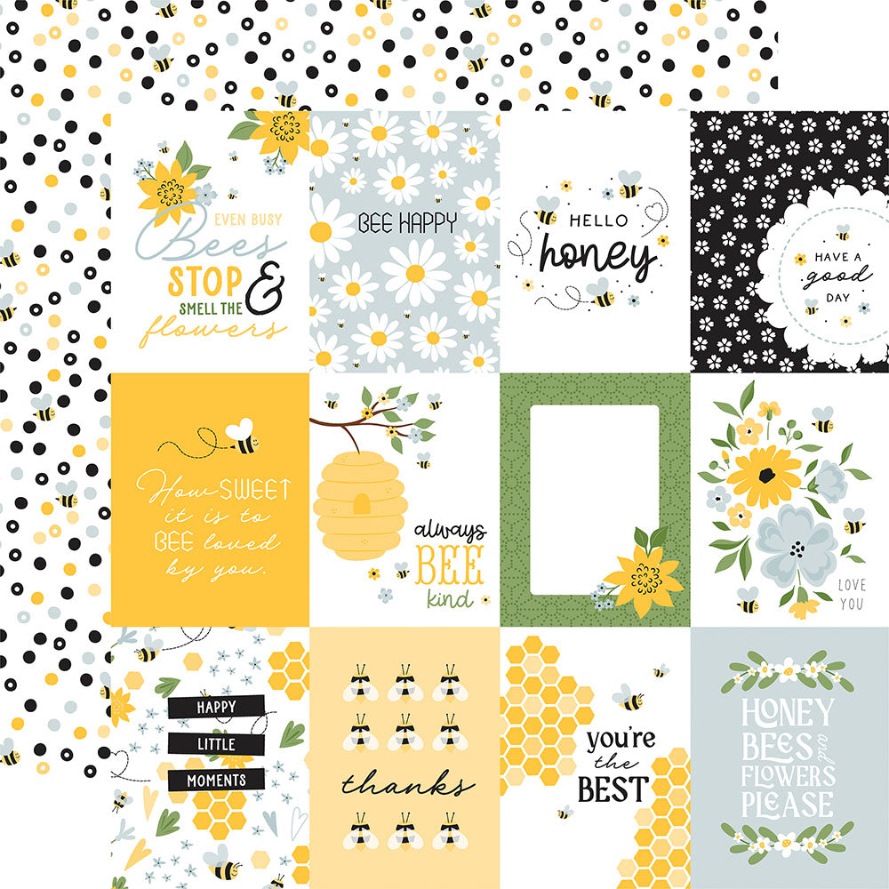 Echo Park 12"x12" 3X4 JOURNALING CARDS Happy As Can Bee Collection