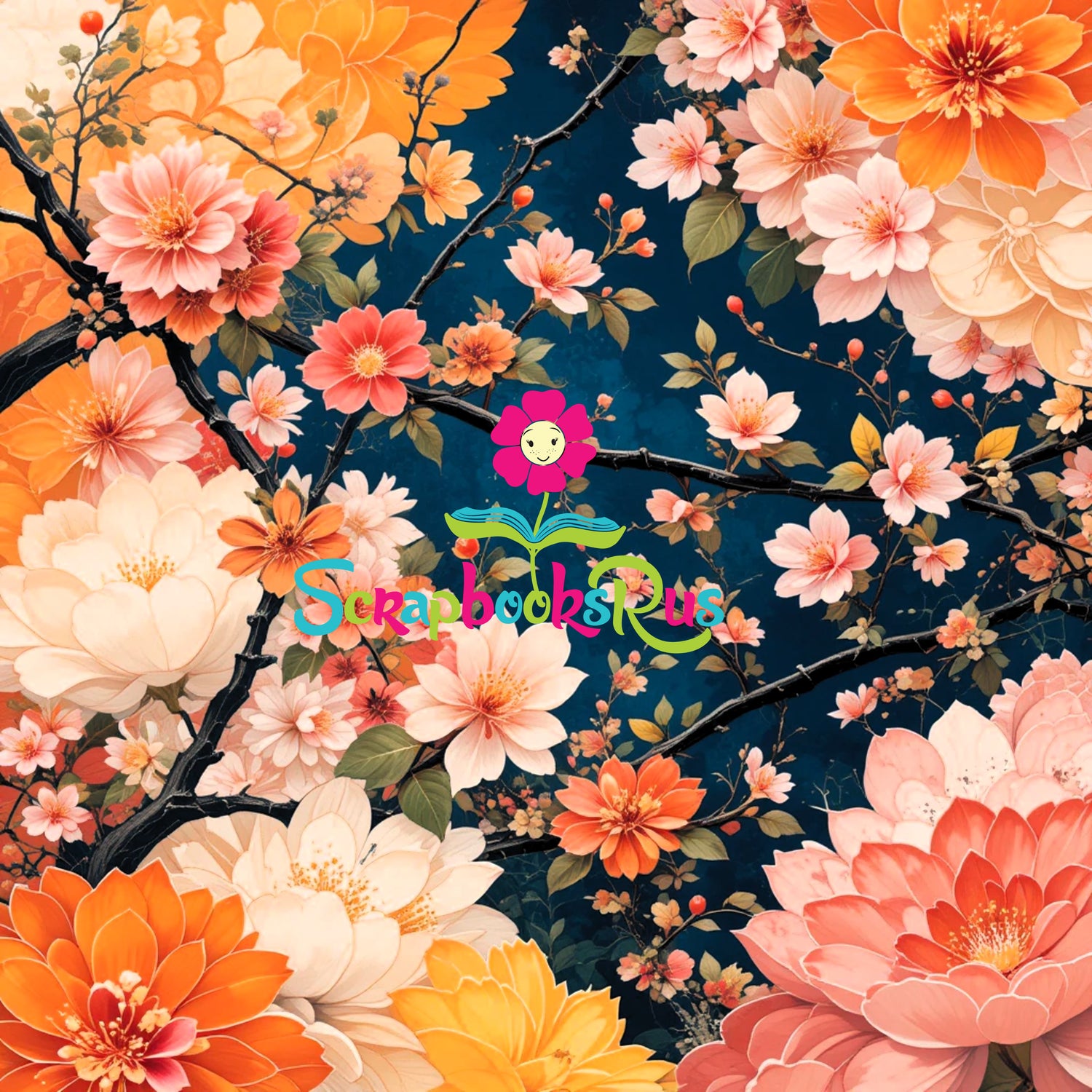 Scrapbooksrus BLOSSOMS IN JAPAN PACK 12pc 12"X12" Scrapbook Paper