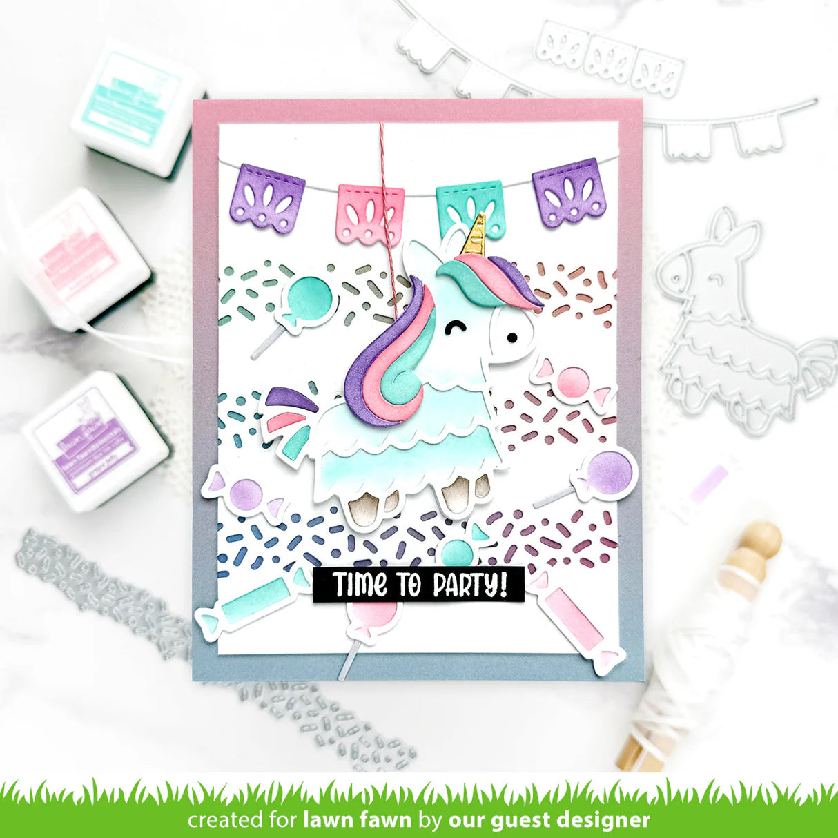 Lawn Cuts FIESTA BANNER BORDER Custom Craft Dies 3pc