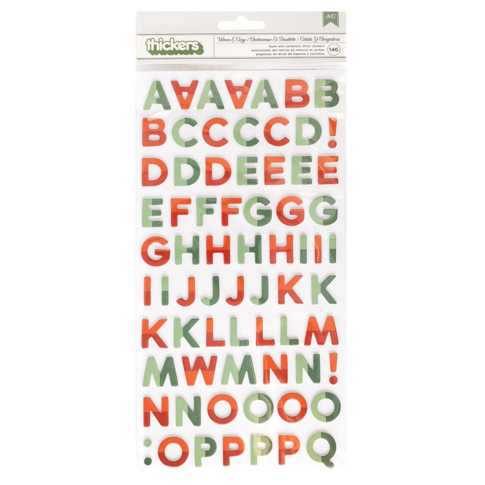 Thickers WARM &amp; COZY Foam And Cardstock Letter Stickers 146pc