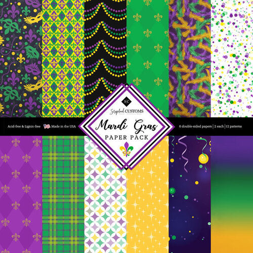 Scrapbook Customs MARDI GRAS 12”X12” PAPER PACK