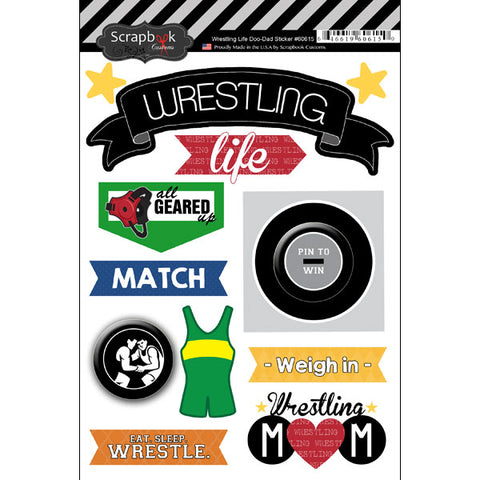 WRESTLING LIFE Doo Dads 3D Stickers 12pc