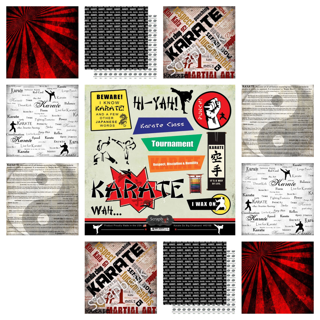 Scrapbook Customs KARATE GO BIG 12"X12" Scrapbook Kit 11pc