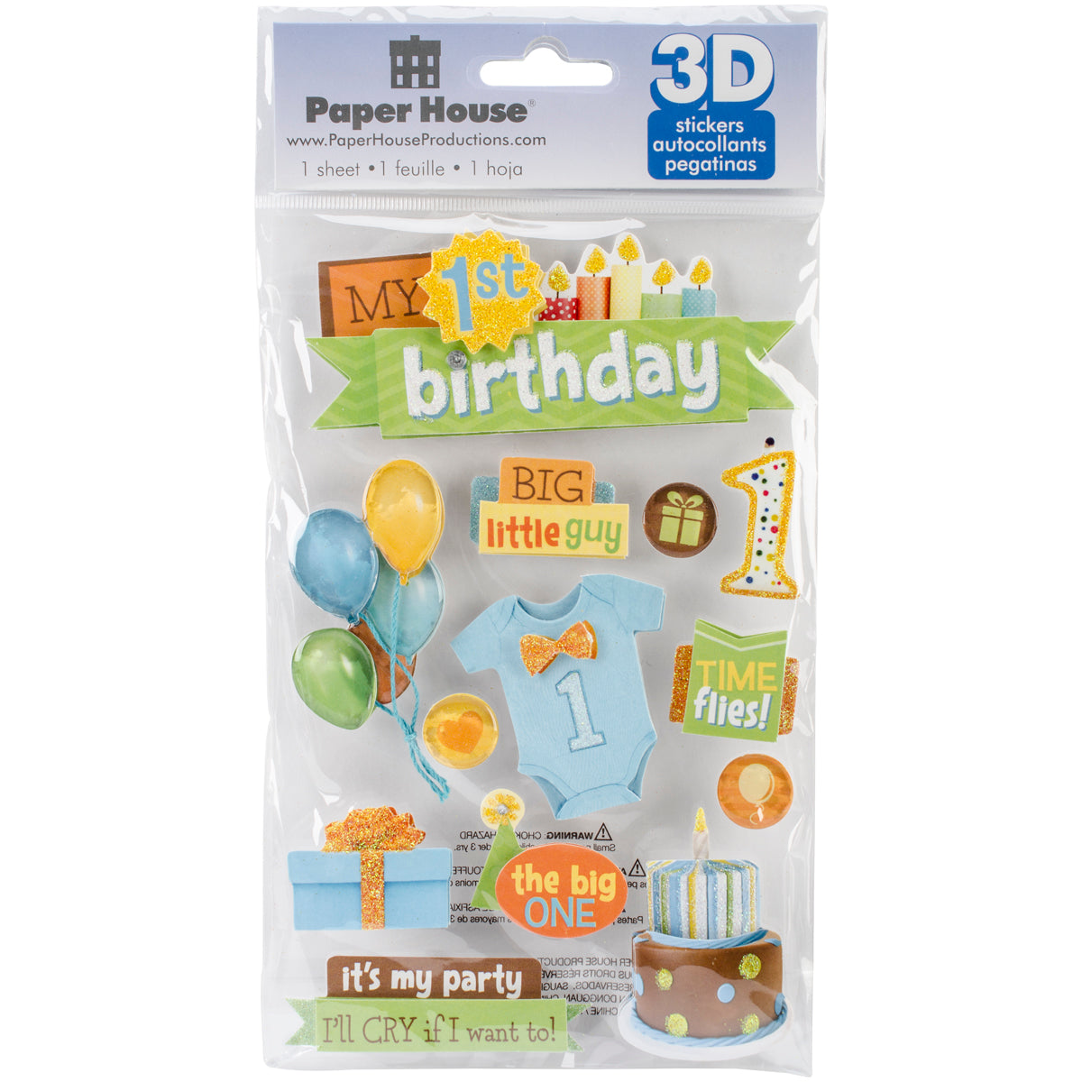 Paper House BABY BOY 1ST BIRTHDAY 3D Stickers 13pc