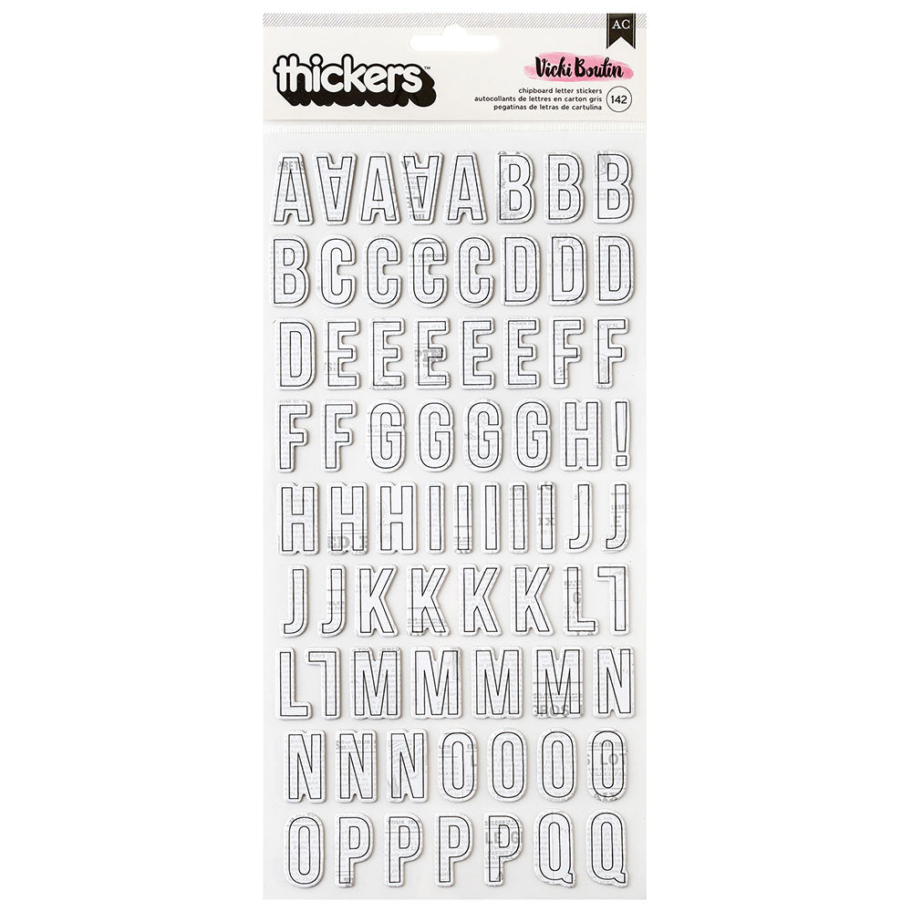 Vicki Boutin Mixed Media CHIPBOARD LETTER Stickers 142pc