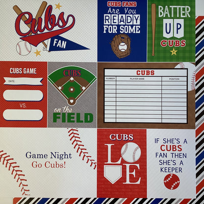 Scrapbooksrus CUBS BASEBALL 12&quot;X12&quot; Scrapbook Paper Kit 12 Sheets