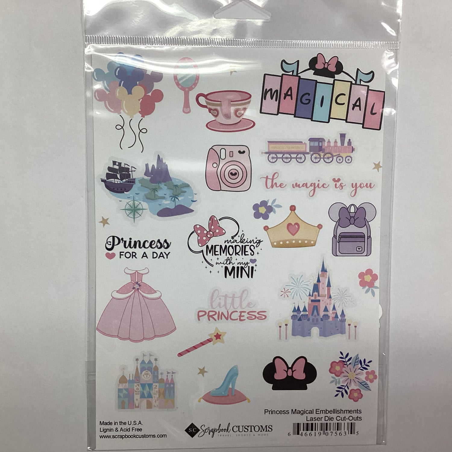 Scrapbook Customs MAGICAL PRINCESS Embellishments Disney Laser DieCuts