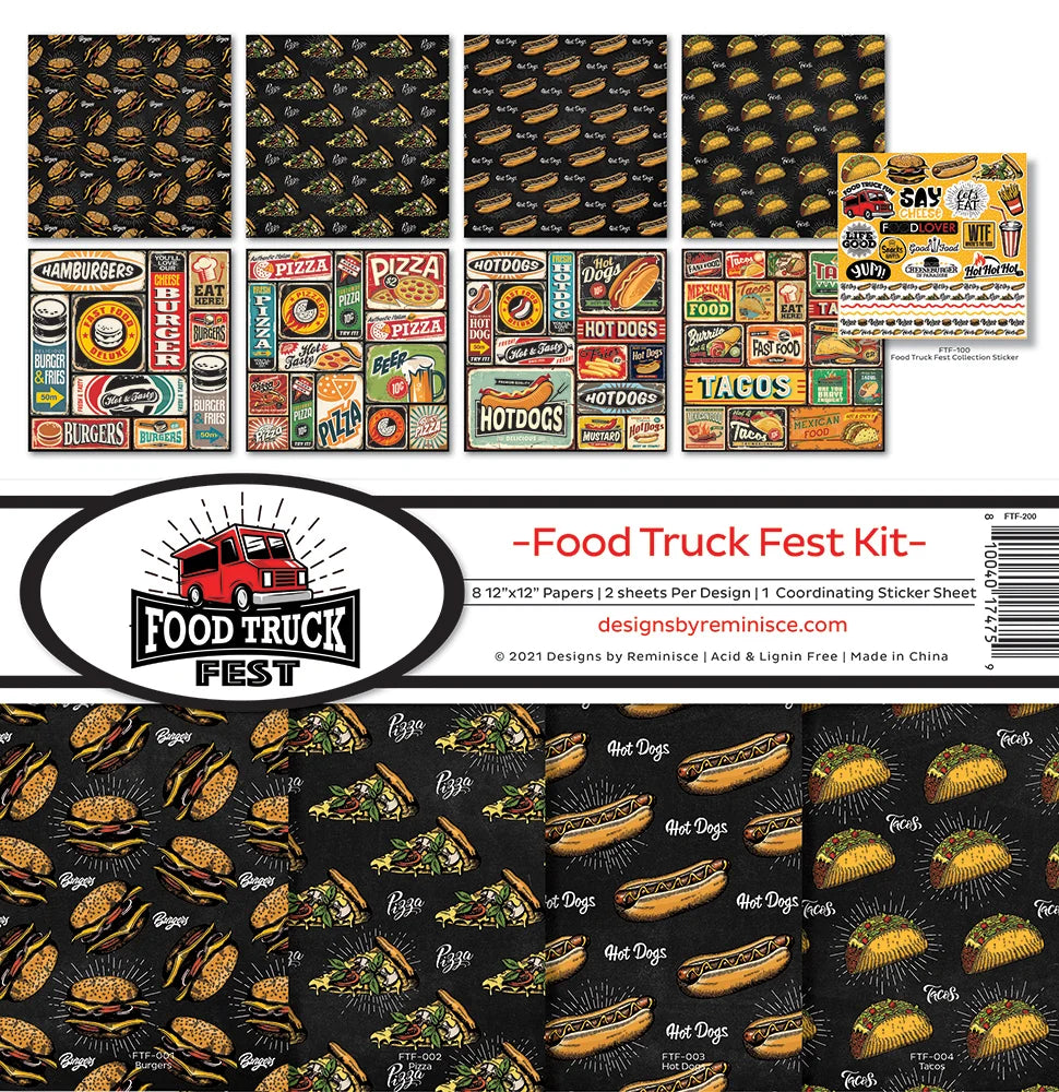 Reminisce FOOD TRUCK FEST 12&quot;X12&quot; Scrapbook Kit 9pc