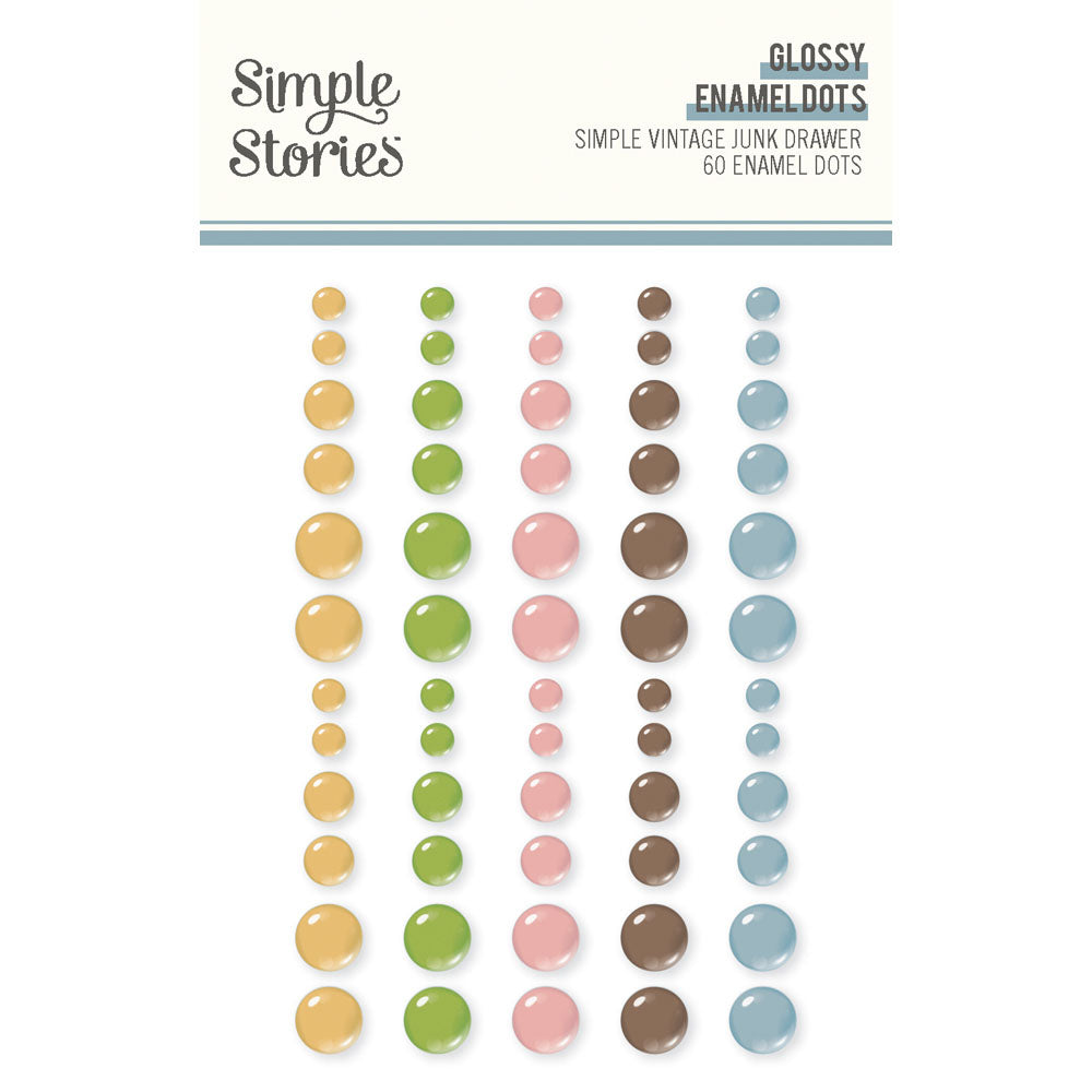 Simple Stories SIMPLE VINTAGE JUNK DRAWER Glossy Enamel Dots 60pc