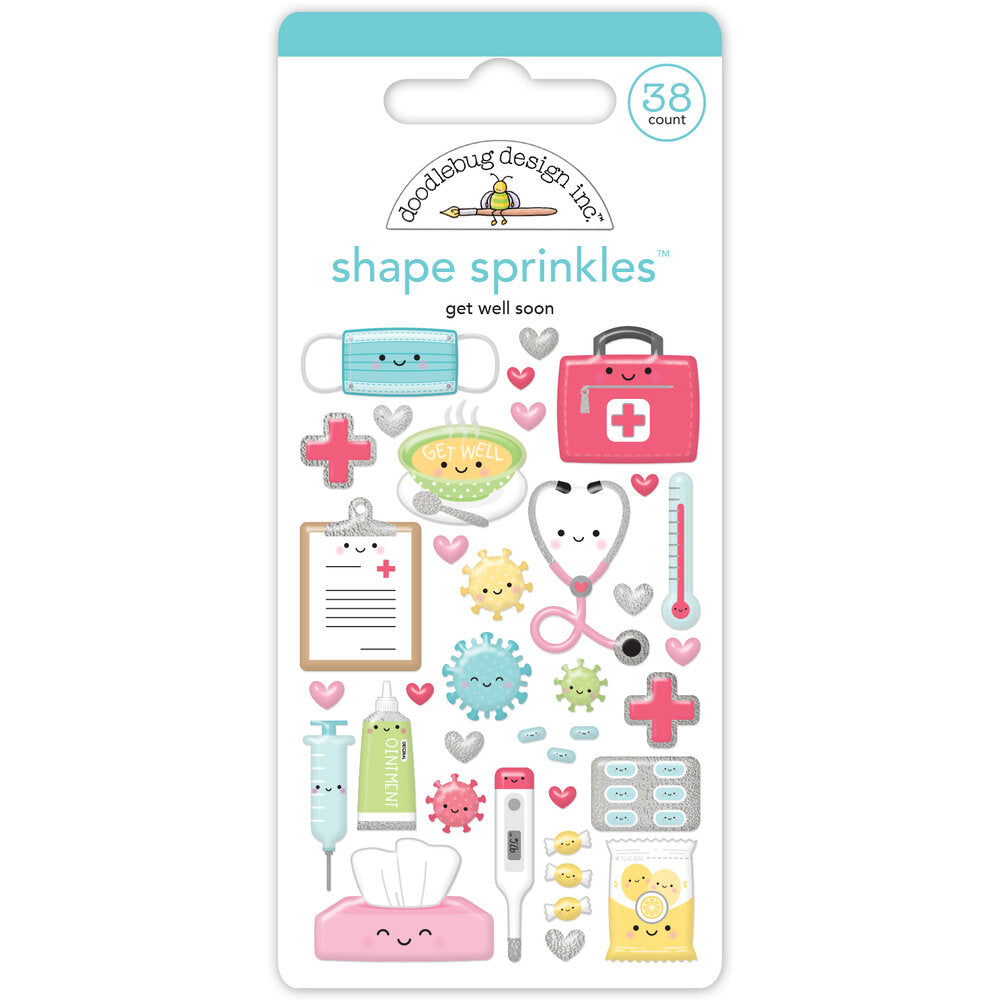 Doodlebug Happy Healing GET WELL SOON Shape Sprinkles 37pc