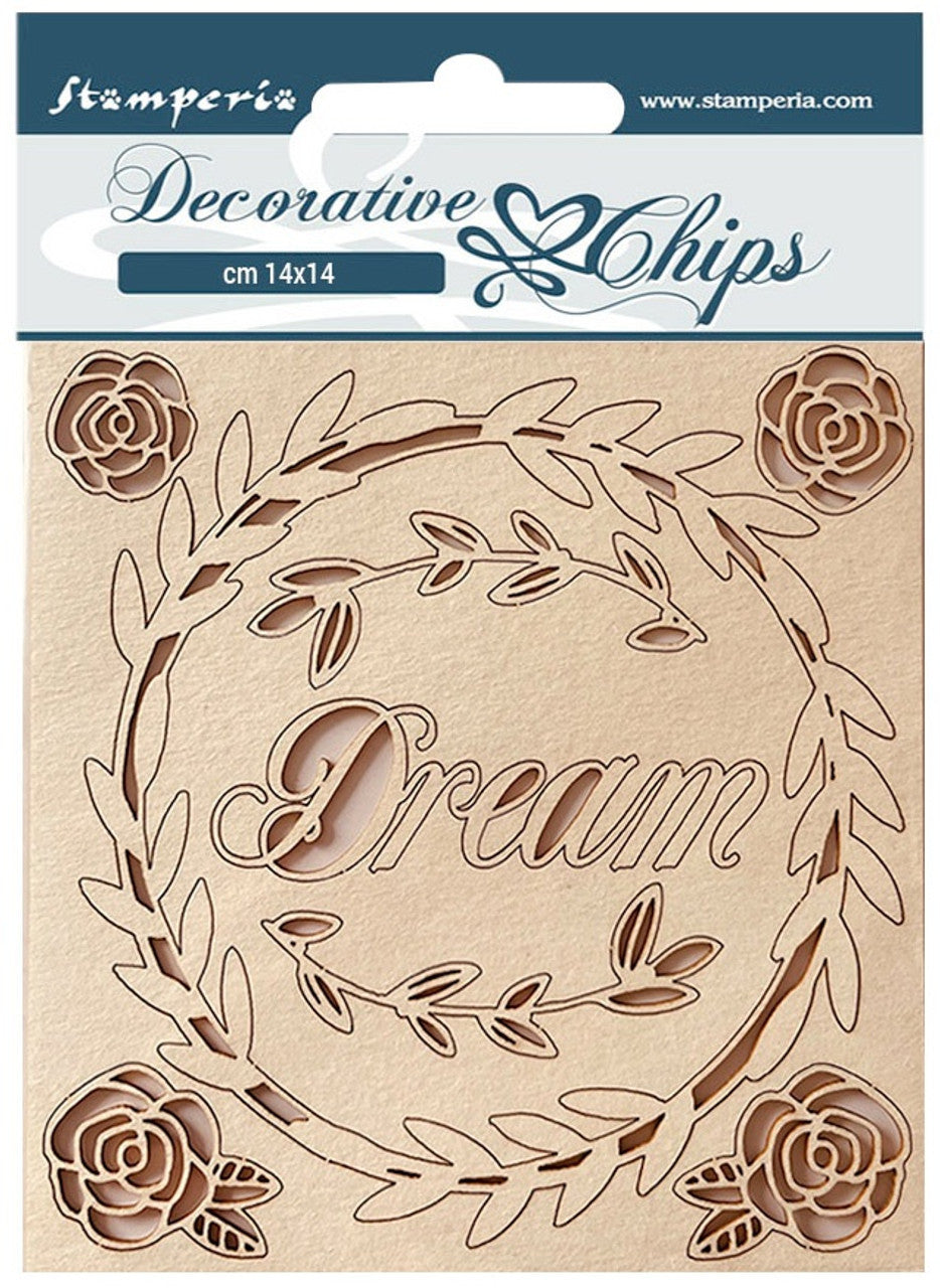 Stamperia Decorative Chips DREAM Chipboard 8pc