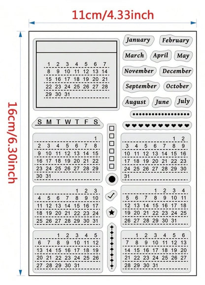 Small Stamps MINI CALENDAR Clear Stamps 27pc