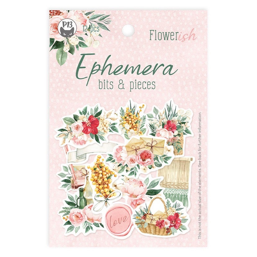 P13 FLOWERISH Ephemera Bits &amp; Pieces 12pc