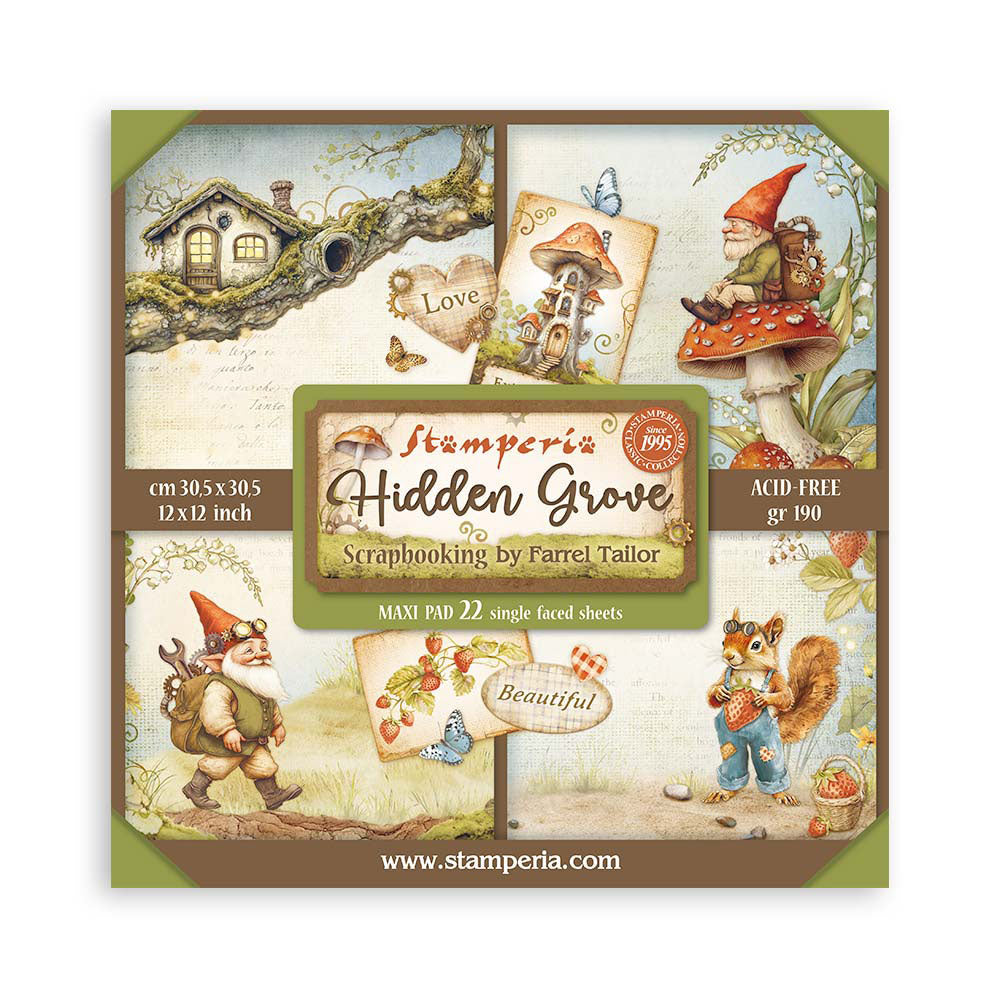Stamperia HIDDEN GROVE MAXI PAD 12&quot;X12&quot; Scrapbook Paper Pack