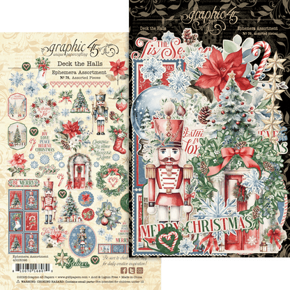 Graphic 45 DECK THE HALLS Ephemera Assortment 70pc