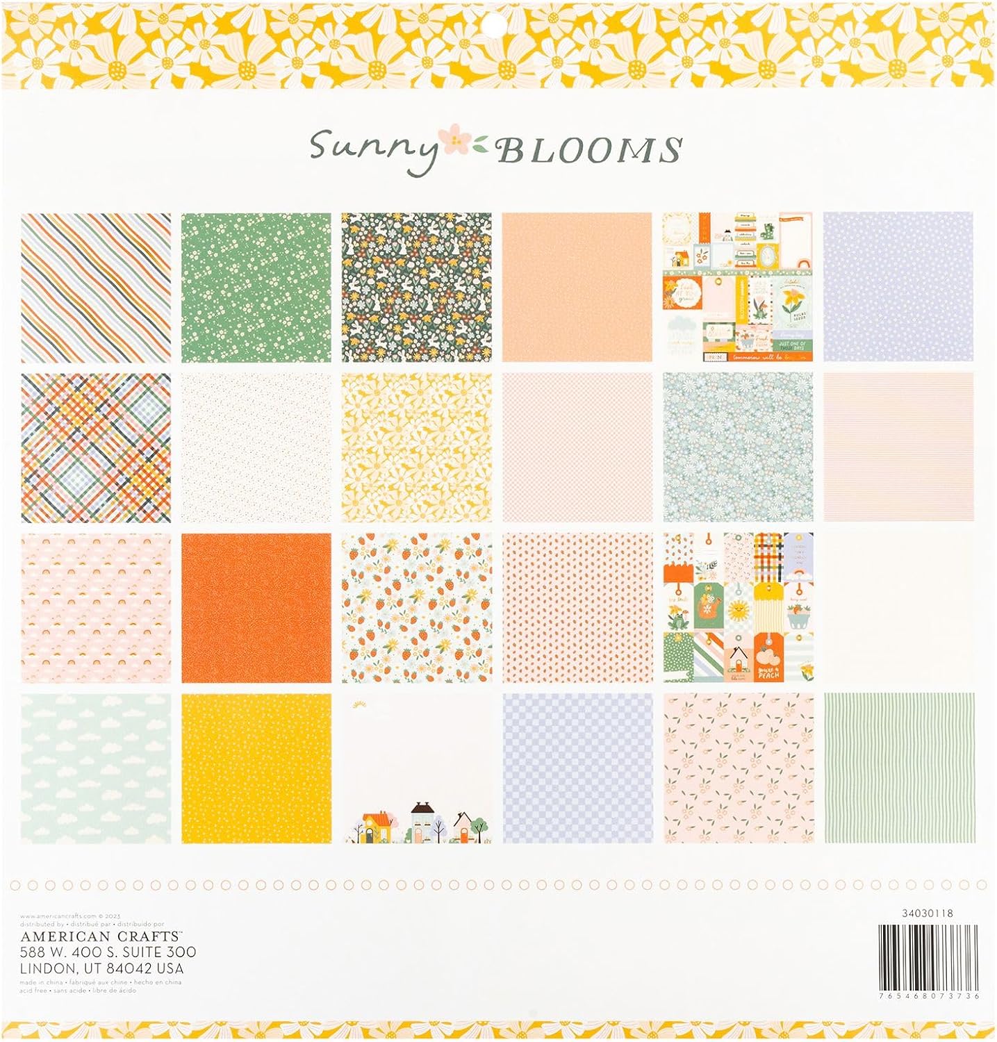Pebbles SUNNY BLOOMS 12”X12” Paper Pad 24 Sheets