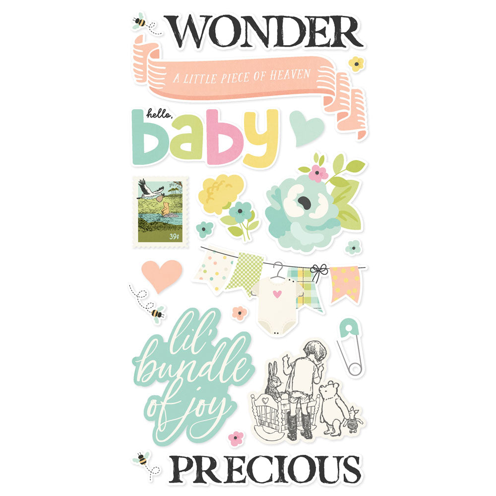 Simple Stories SAY CHEESE CLASSIC POOH BABY Foam Stickers 44pc