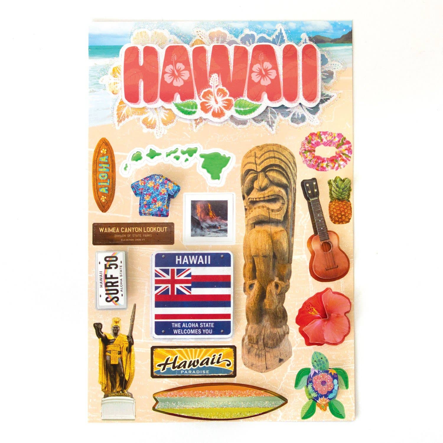 Paper House HAWAII Dimensional Sticker 17pc