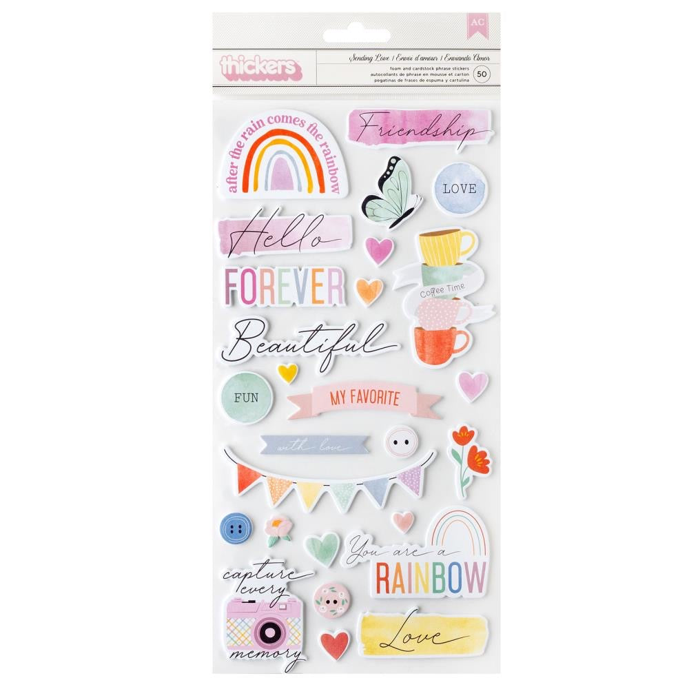 Thickers Rainbow Avenue SENDING LOVE Foam Cardstock Phrase Stickers