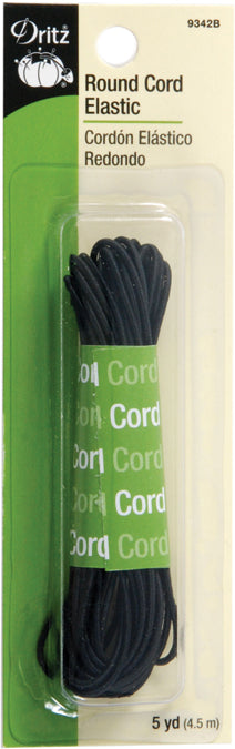 Dritz ROUND CORD ELASTIC Black 5yd