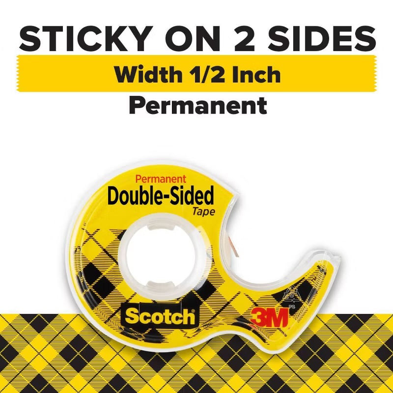 Scotch Permanent DOUBLE-SIDED Tape 0.5” X 450”