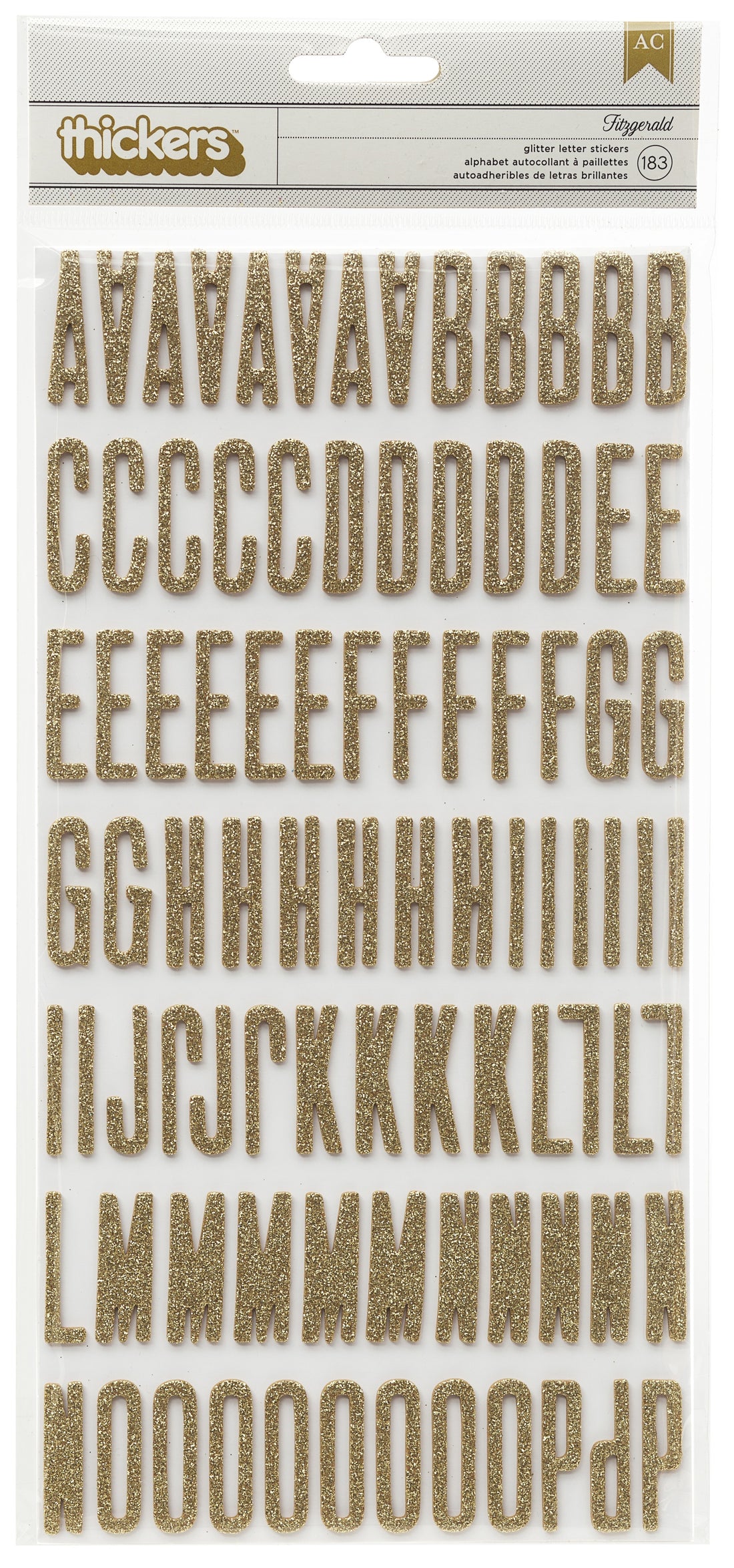 Thickers Shimelle FITZGERALD Gold Glitter Foam Alphabet Stickers