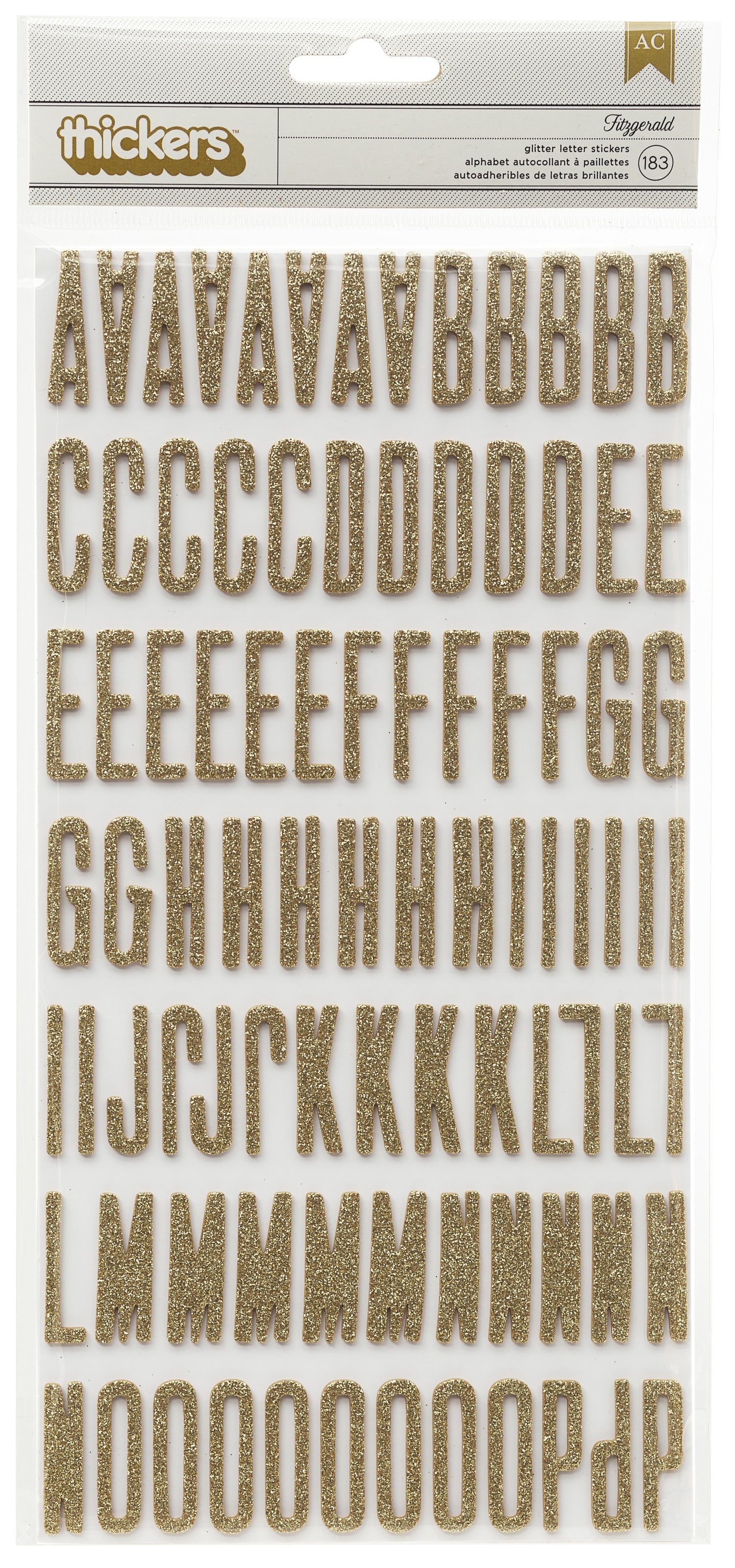 Thickers Shimelle FITZGERALD Gold Glitter Foam Alphabet Stickers