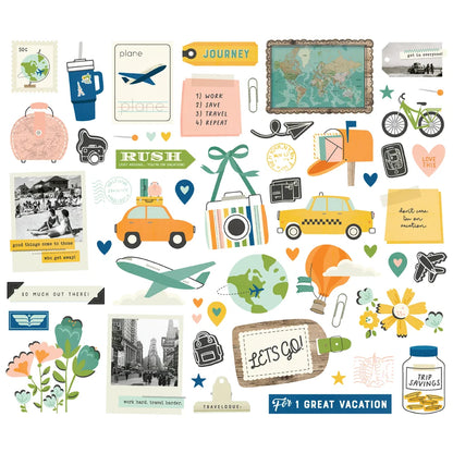 Simple Stories HAPPY TRAVELS BITS &amp; PIECES 56pc