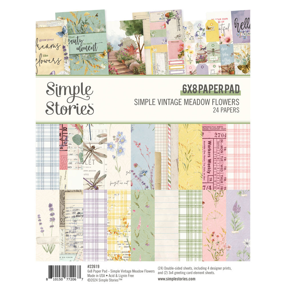 Simple Stories SIMPLE VINTAGE MEADOW FLOWERS 6”X8” Paper Pad