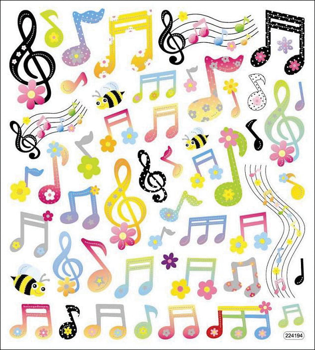 Sticker King SPRING MUSIC NOTES Foil Stickers 50pc