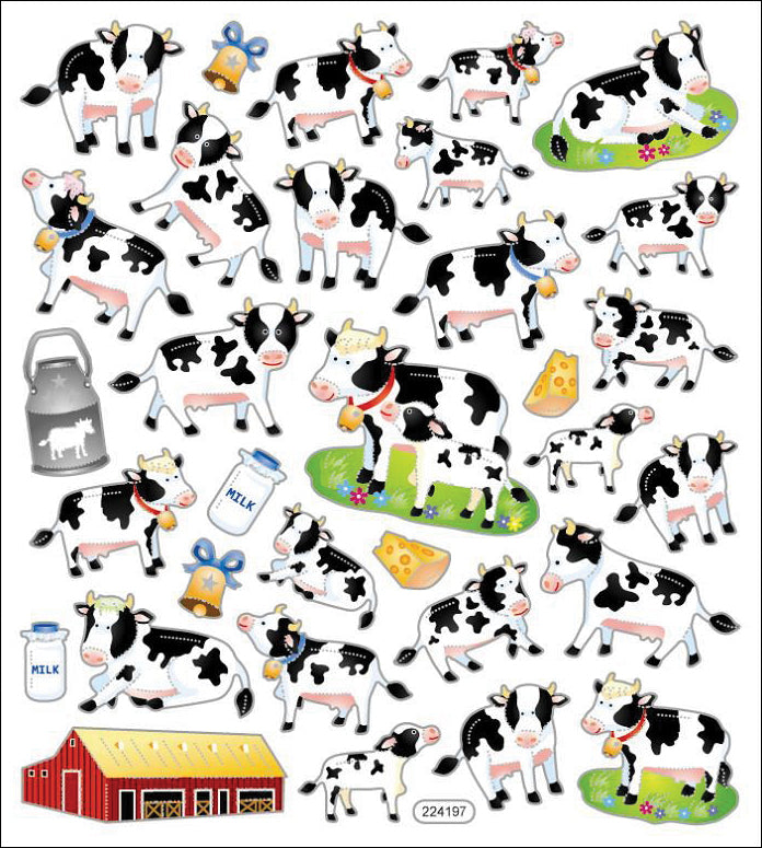 Sticker King DAIRY COWS Foil Stickers 30pc