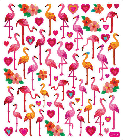 Sticker King FLAMINGO HEARTS Foil Stickers 50pc