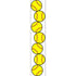 Row of yellow softball graphics on a white background