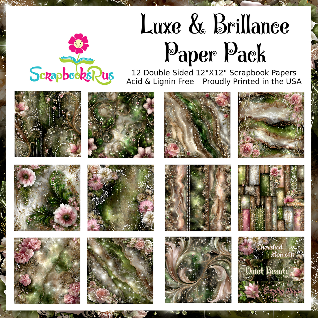 Scrapbooksrus LUXE &amp; BRILLANCE PACK 12pc 12"X12" Scrapbook Paper