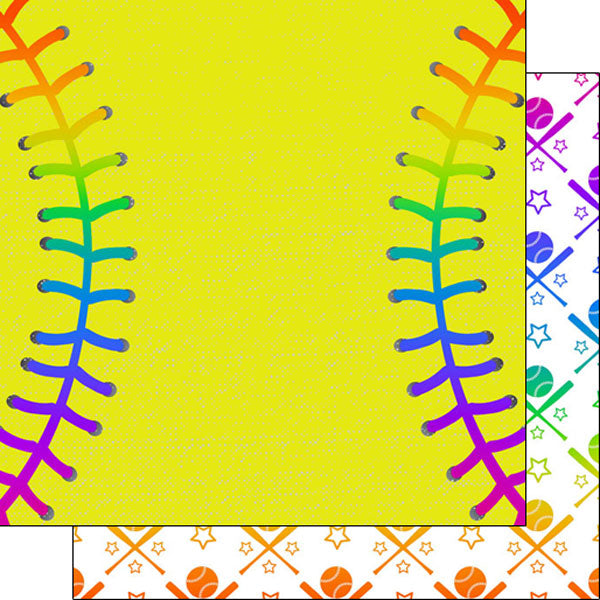 SOFTBALL NEON 1 12X12 Paper Scrapbook Customs Sports Sheet