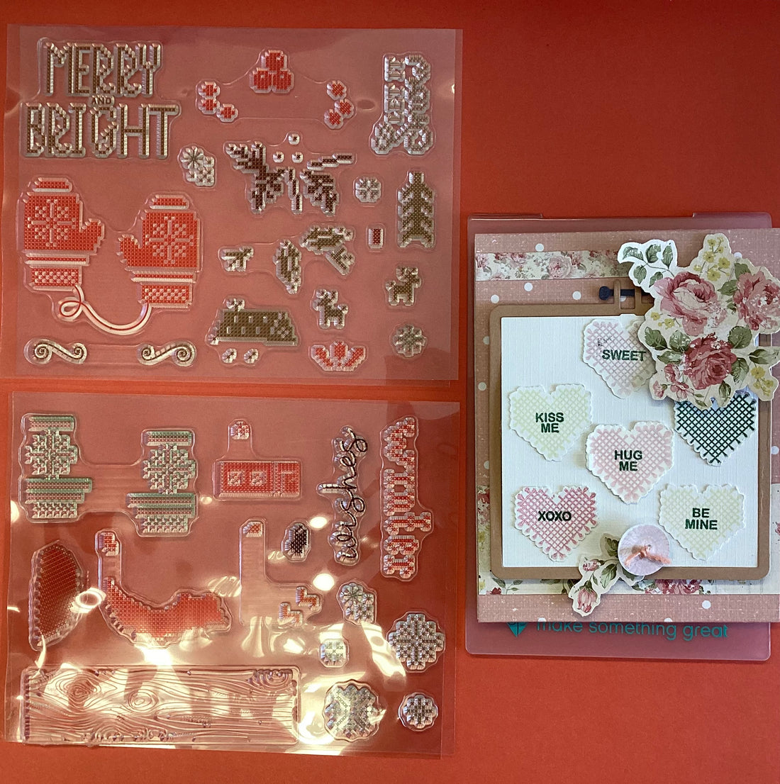 Diamond Press WINTER EMBROIDERY HOOP Stamp & Die Set