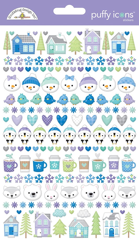 Doodlebug SNOW MUCH FUN Puffy Icons Stickers 177pc