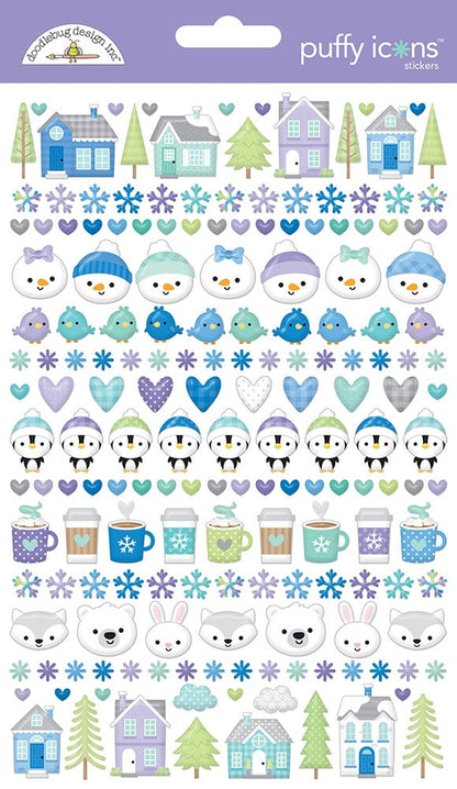 Doodlebug SNOW MUCH FUN Puffy Icons Stickers 177pc