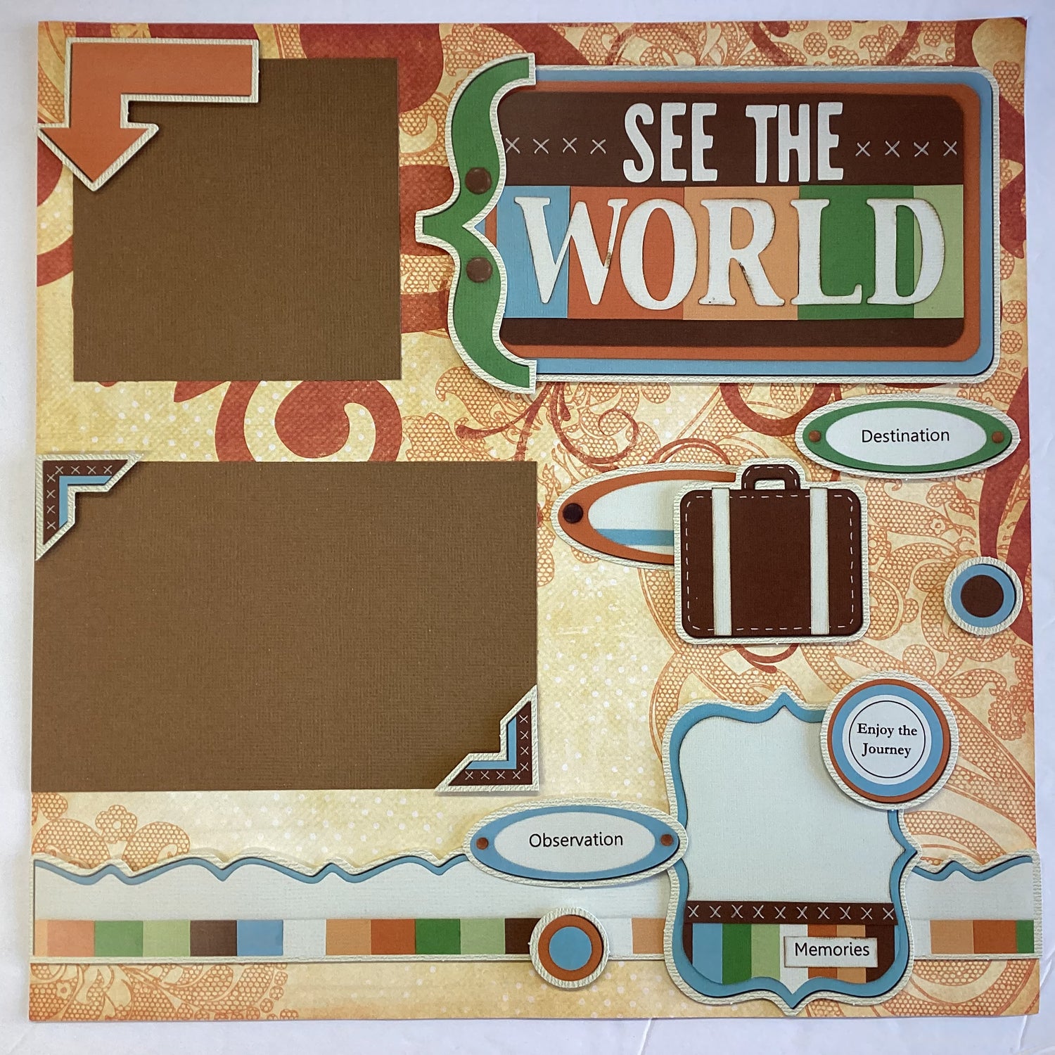 Storytellers Page Kit SEE THE WORLD (2) 12&quot;X12&quot; Scrapbook Layouts