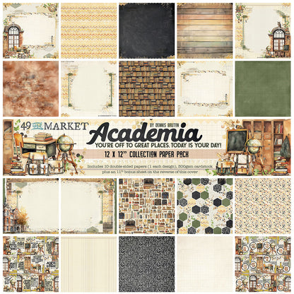 49 and Market ACADEMIA 12X12 Collection Paper Pack