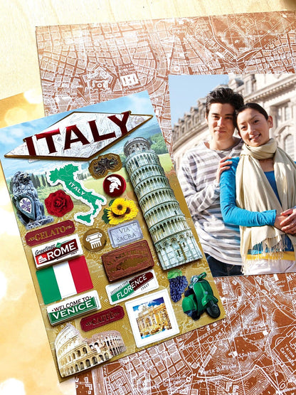 Paper House ITALY 3D Travel Stickers 21pc