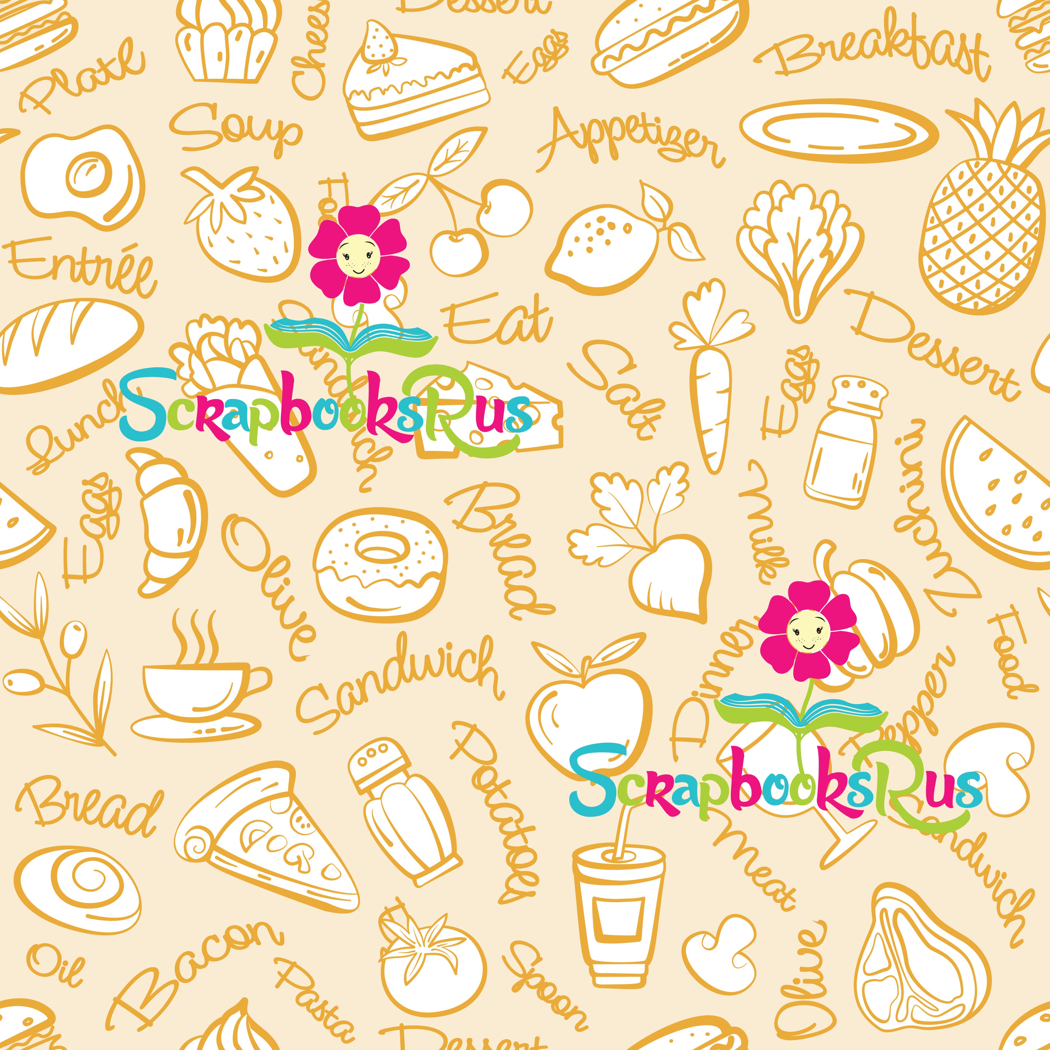 Patterned background with food items Scrapbooksrus