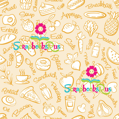 Patterned background with food items Scrapbooksrus