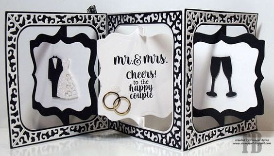 Karen Burniston FANCY LABEL ACCORDION Craft Die Set 6pc