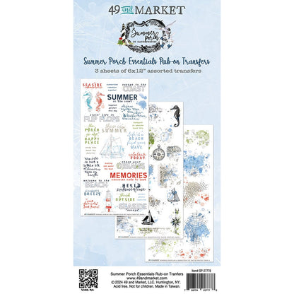 49 and Market SUMMER PORCH RUB-ON TRANSFERS 6”X12”