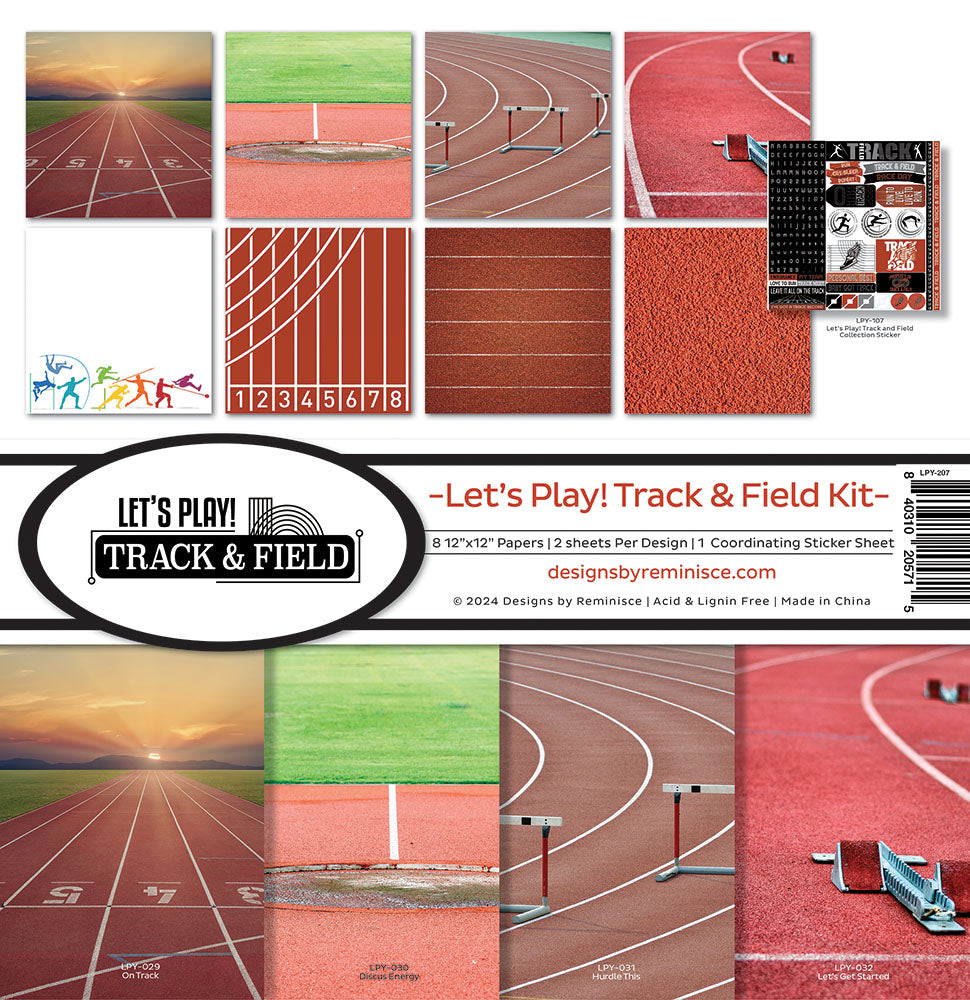 Reminisce LET’S PLAY! TRACK &amp; FIELD 12&quot;X12&quot; Scrapbook Kit 9pc