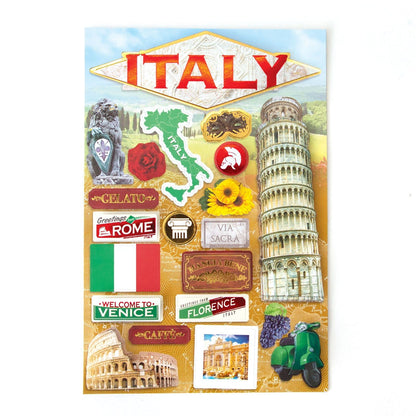 Paper House ITALY 3D Travel Stickers 21pc