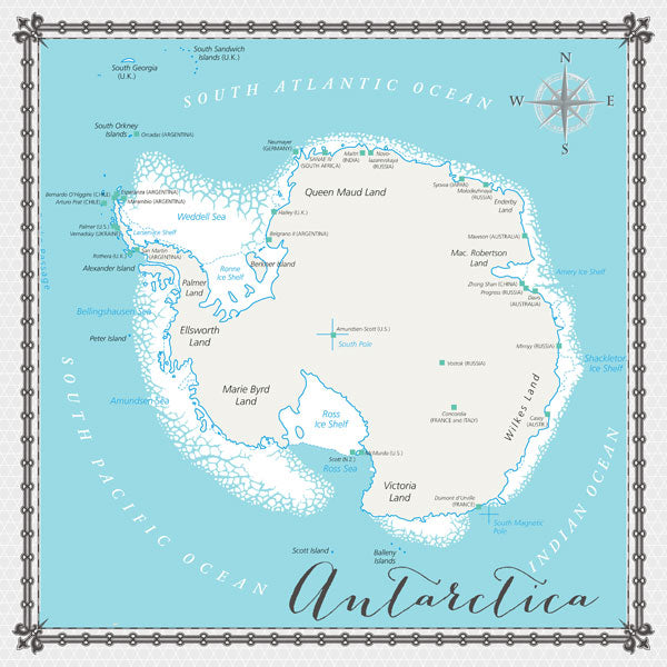 ANTARCTICA MEMORIES MAP 12”X12” Paper Scrapbook Customs