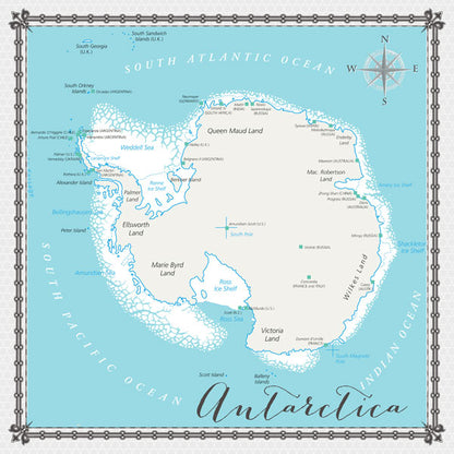 ANTARCTICA MEMORIES MAP 12”X12” Paper Scrapbook Customs