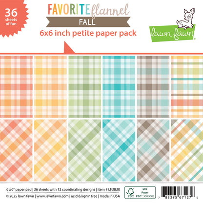 Lawn Fawn FAVORITE FLANNEL FALL 6&quot;X6&quot; Petite Paper Pack 36pc